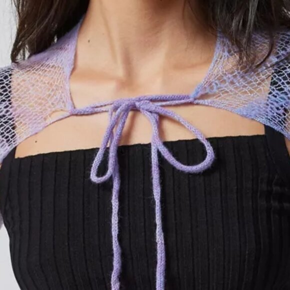 NWT Urban Outfitters Camille Purple Knit Shrug Crop Cardigan - Picture 4 of 5